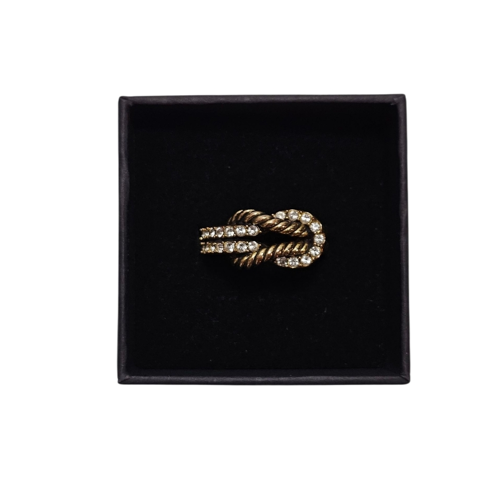 Swarovski Gold Tone Rope Twist Crystal Ring – Size 6 (52)